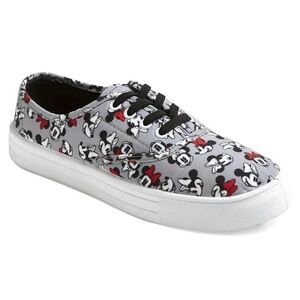 Women’s Disney Gray And Red Minnie Mouse Print Canvas Sneakers